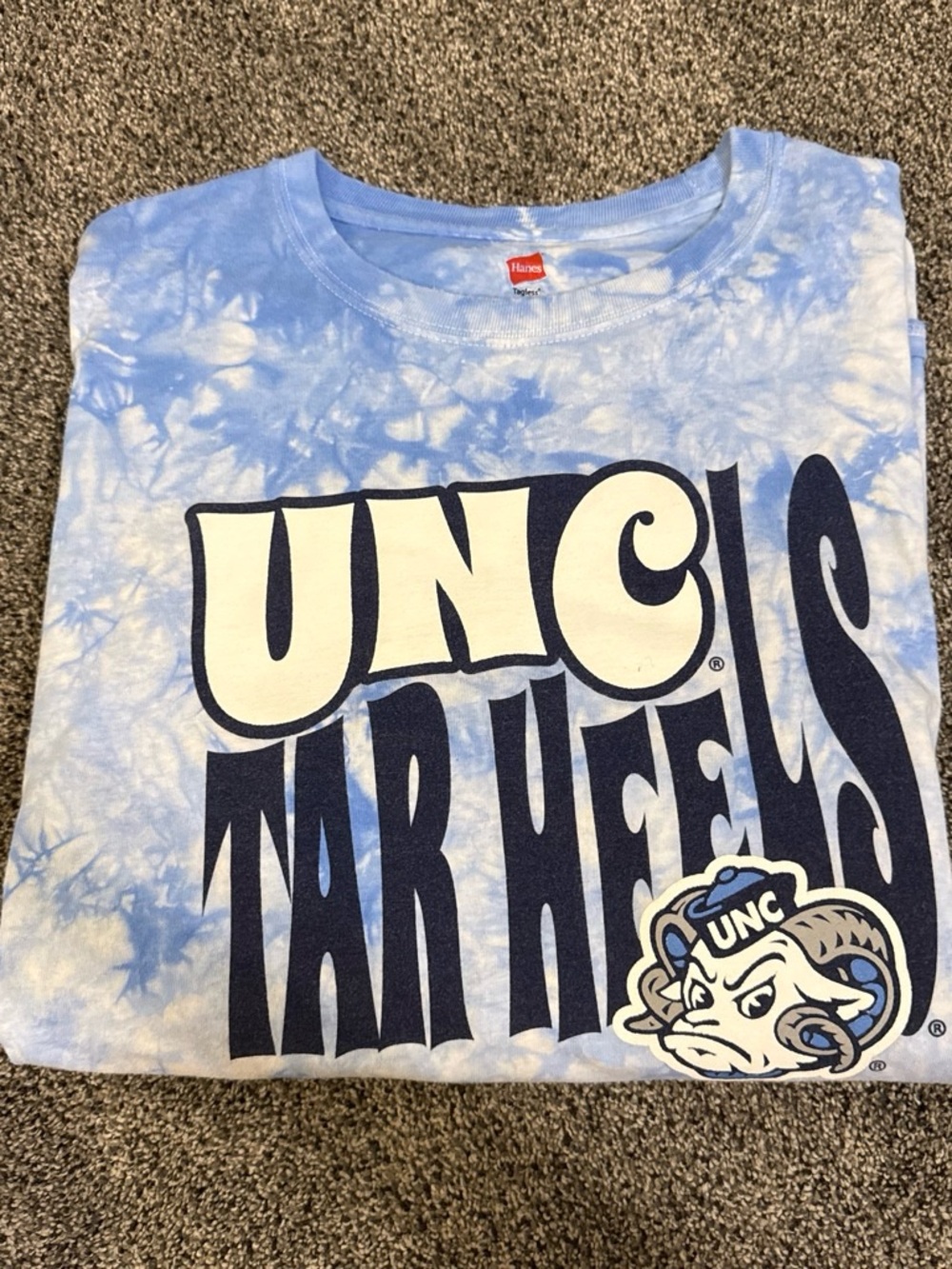 Hanes UNC Tar Heels Light Blue Tie-Dye Graphic Tee